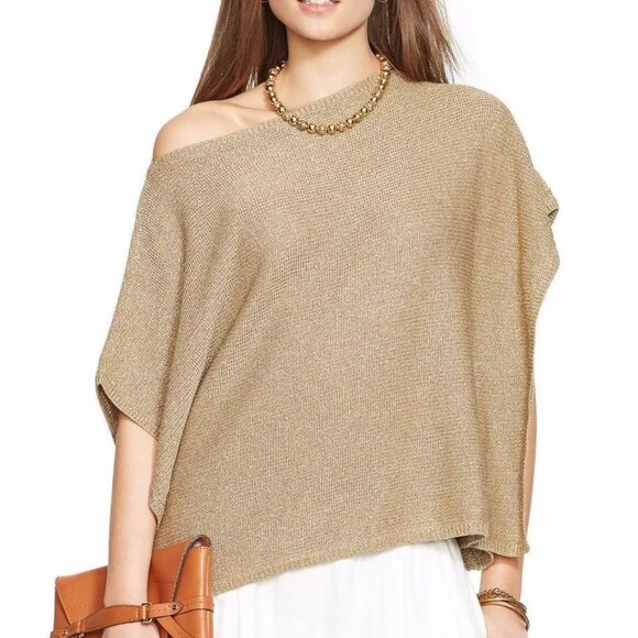 Ralph Lauren Sweaters - Lauren Ralph Lauren Womens Gold Dolman Short Sleeve Sweater Size Small Metallic